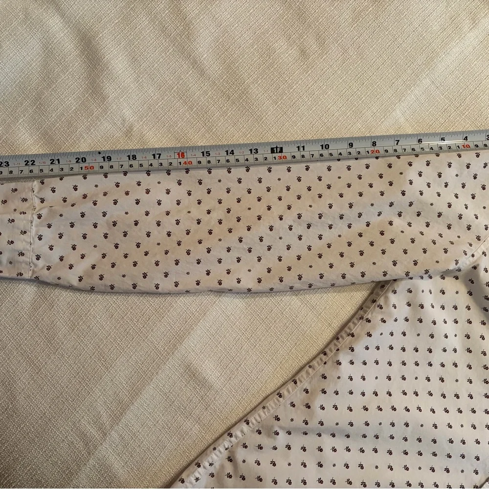 J. Crew White Button-Down‎ Shirt with Navy Microprint